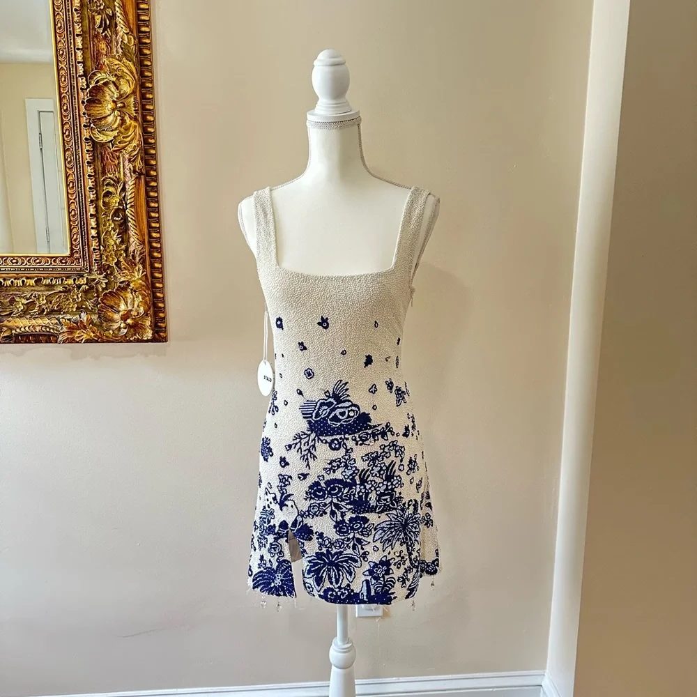 Staud White and Blue Sleeveless Sundress - Picture 2 of 8